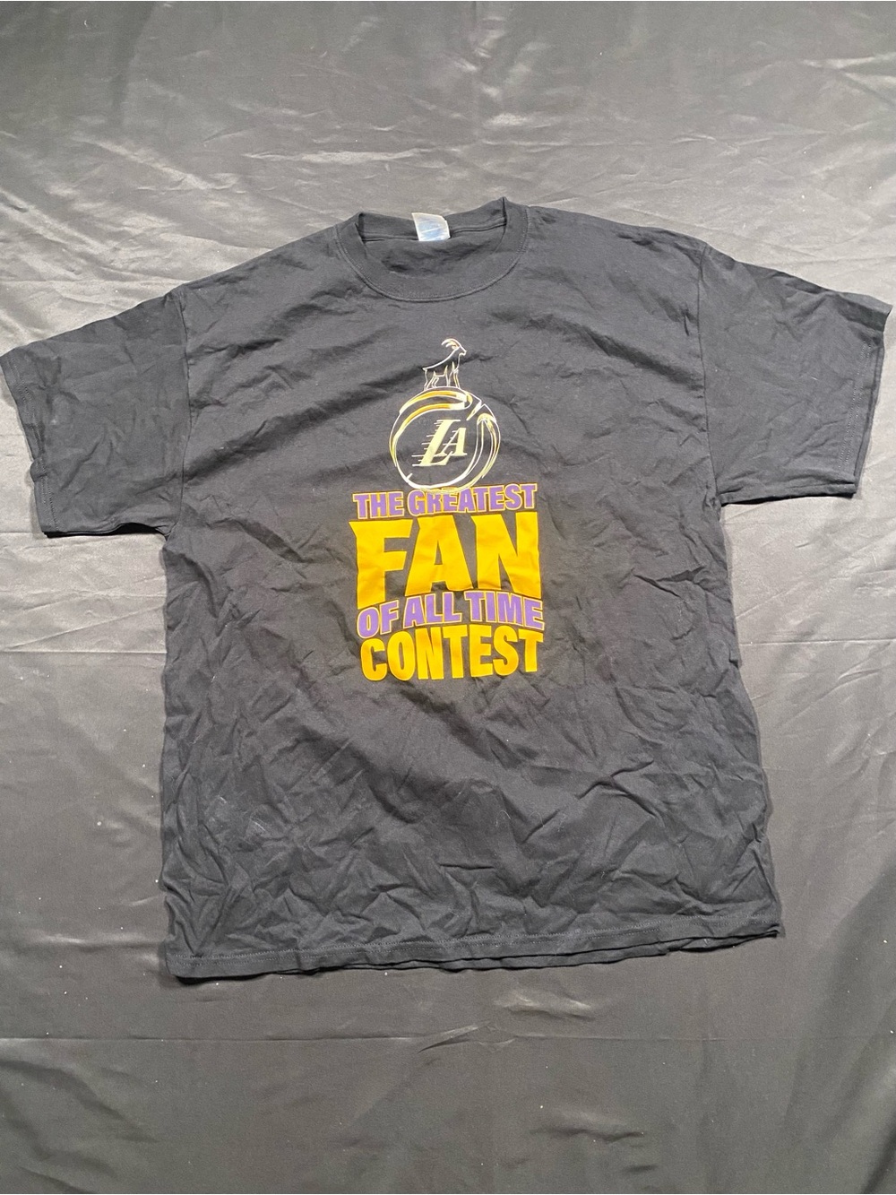 BiBi Lakers GFOAT Black Tee with Yellow Print